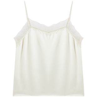 太平鸟 光泽感醋酸吊带背心25夏季蕾丝边法式锻面内搭上衣女