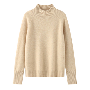 王菲同款加厚山羊绒衫女半高领秋冬毛衣女套头宽松长袖针织打底衫