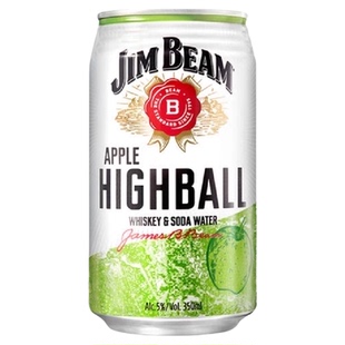 【官方正品】宾三得利金宾嗨棒波本威士忌配制酒苹果味350ml单罐