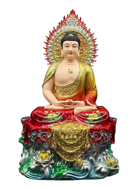 树脂彩绘三宝佛佛像客厅供奉摆件