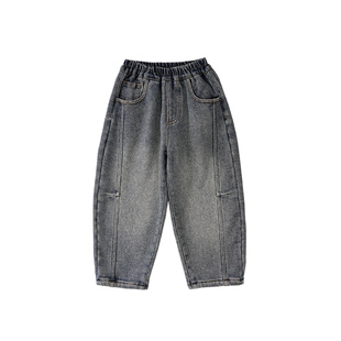 皇室童缘男童一体奥利绒牛仔裤冬季2025新款儿童加厚长裤宝宝裤子