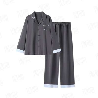 猫人薄绒男士睡衣加厚长袖家居服