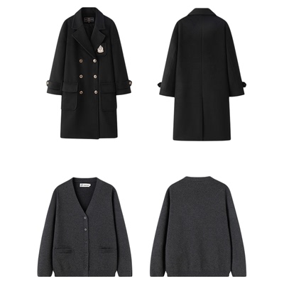 东京岁时记学院风中长款毛呢大衣