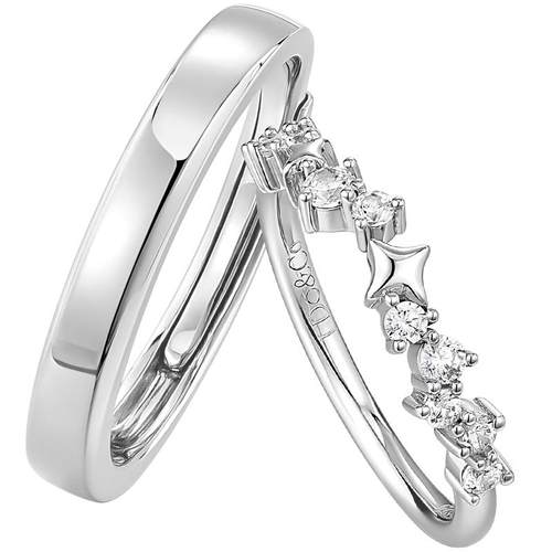 I Do&Co.满天星情侣对戒999纯银星星戒指小众一对礼物送男女朋友