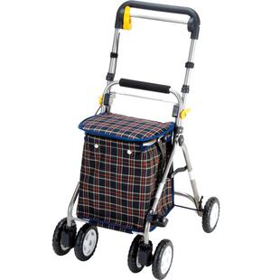 日本一期一会老人手推代步车折叠座椅购物车老年人助行车可坐便携