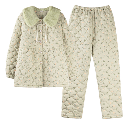 芬腾正品秋冬夹棉女士加厚家居服