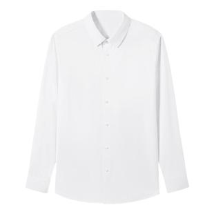 拇指白小衫2025秋季高支高密无痕长袖方领衬衫纯色赛络纺200s免烫