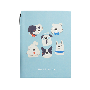 快乐小狗A5方格本网格软皮本皮面简约手账本日记本格子本手账文艺ins风 简约笔记本子高颜值大学生加厚记事本