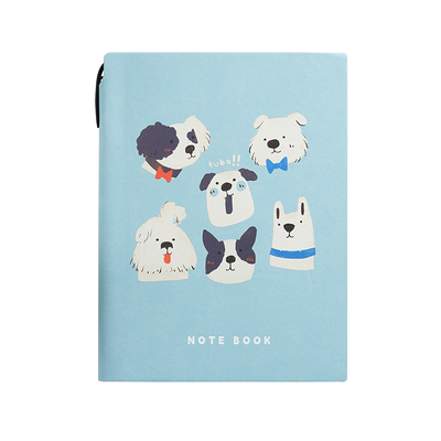 快乐小狗A5方格本网格软皮本皮面简约手账本日记本格子本手账文艺ins风 简约笔记本子高颜值大学生加厚记事本