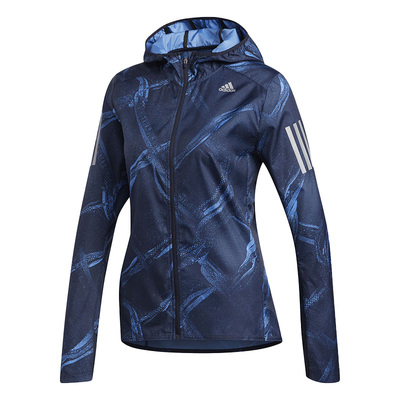 Adidas/阿迪达斯正品女子反光连帽梭织跑步运动夹克外套 DZ2011