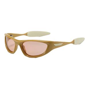 Y2K骑行运动眼镜男户外徒步卡其色凹造型墨镜夏季露营太阳镜登山