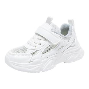 小黄鸭童鞋男童白色运动鞋2026新款夏季透气网鞋中小童校园小白鞋