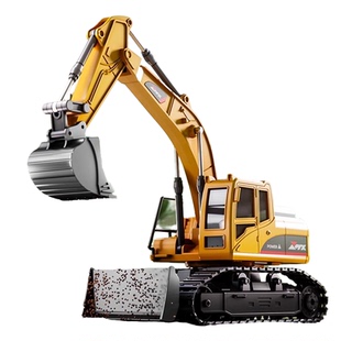 儿童电动遥控挖掘机仿真合金工程车男孩玩具车遥控汽车大号推土机