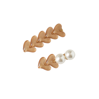 韩国爱心冰晶发夹珍珠鸭嘴夹