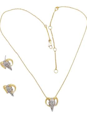 AB镀真金男女小羊头项链耳钉精致