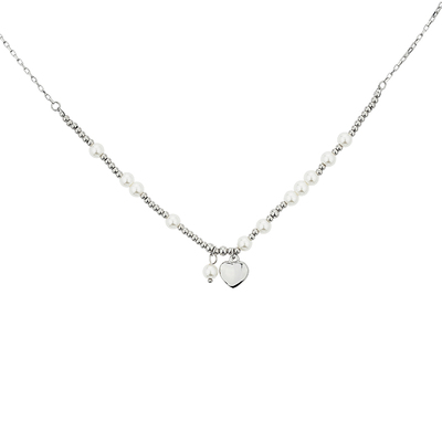 Belate锁骨链珍珠拼接爱心吊坠