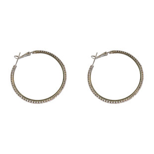 S925银针欧美风网红HOOP金属镶钻大圈夸张韩国耳环潮人个性耳圈女