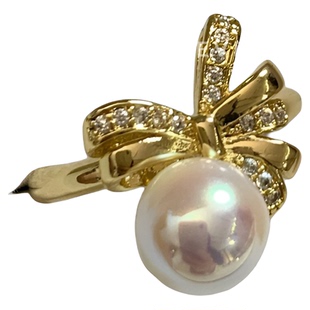 缎带之舞/AKOYA天女珍珠真多麻M家蝴蝶结吊坠项链耳钉戒指套装