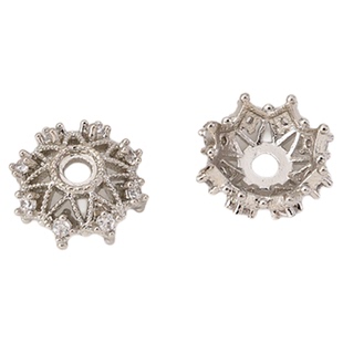 DIY高保色铜镀白金色镶锆石五角星花托隔片手工diy手链串珠配件