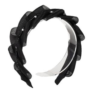 【原版】珠光缎面黑晶发箍波浪精致发饰手工百搭轻奢头箍高级