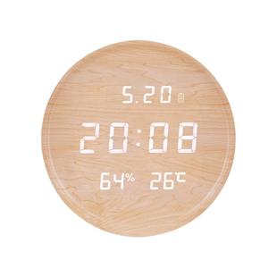 钟表挂钟客厅2026新款高级感原木风家用电子万年历时钟挂墙免打孔