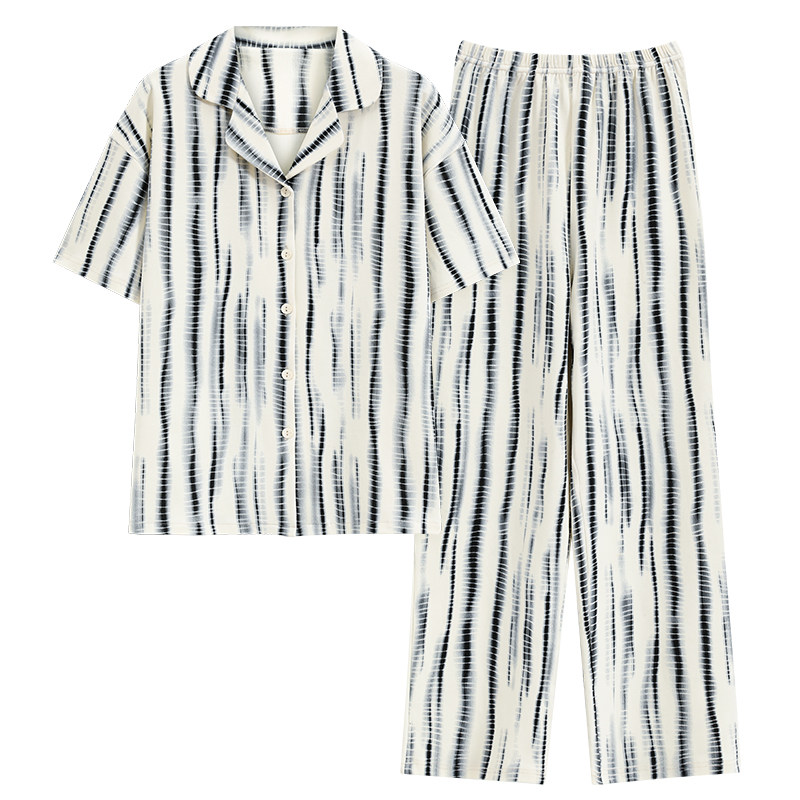 夏季女士睡衣短袖长裤家居服套装
