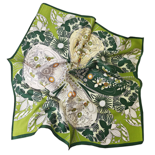 田栩宁同款真丝丝巾女100%桑蚕丝小方巾护颈椎百搭时尚韩国小领巾