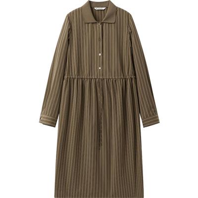 播商场同款中长款收腰显瘦连衣裙女24冬季新款条纹长裙BDR9LD4225