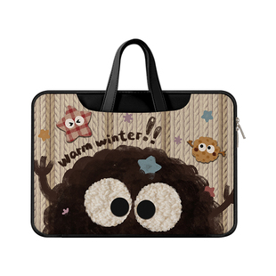 苏雅黑煤球笔记本电脑包2024新款手提适用苹果macbook15小新air13华为matebook14保护套女联想pro16内胆包