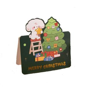 圣诞节贺卡平安夜礼物小卡片卡通祝福diy手写烫金感谢卡高级感