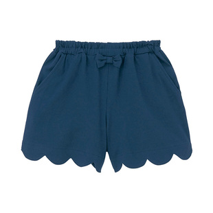 出口千家外贸原单童装夏款女童花边下摆设计时尚纯棉汗布短裤中裤