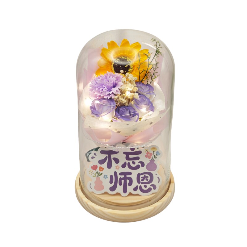 教师节礼物手工香皂花束LED灯