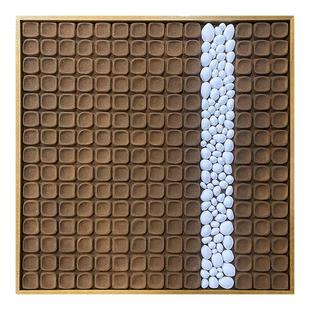 侘寂风抽象客厅板雕装饰画立体感入户玄关餐厅鹅卵石实物装置画