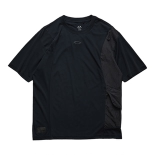 现货 OAKLEY FGL STEALTH TEE 1.0 吸湿速干机能拼接工装短袖T恤