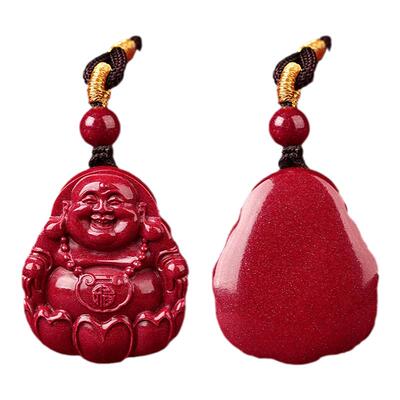 本命年朱砂吊坠弥勒佛观音项链