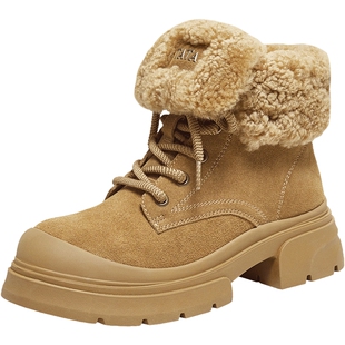 TATA他她雪地靴女冬季毛毛马丁靴增高厚底短筒靴加绒棉靴SWD01DD5