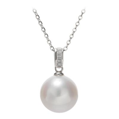 欧诗漫圆形紫色淡水珍珠吊坠套装