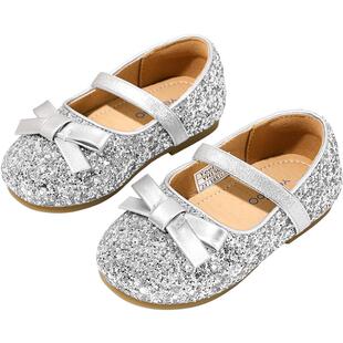 英氏童鞋女童水晶鞋金色水钻公主鞋秋冬季儿童皮鞋软底单鞋配礼服