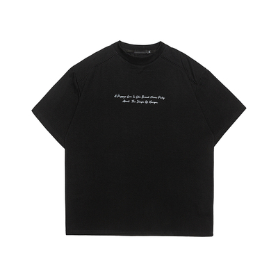 【冰感纱250g】男装手写花体英文标语印花短袖T恤宽松落肩款夏季