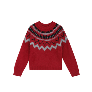 MANNALA丨“桑塔格”罕山白绒拉绒圆领du家费尔岛羊绒毛衣 Q4868