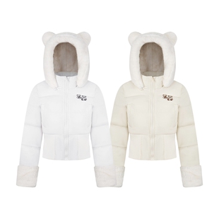 VIGB 原创国潮美式复古毛领毛绒连帽棉衣收腰加厚保暖短款外套潮