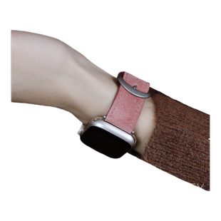 HIIIMEEX适用苹果手表羊绒真皮s8苹果手表表带华为gt3表带女士创意表带奶杏色绒皮手表带applewatch高级感gt2