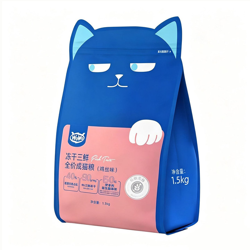 WOWO喔喔全价猫粮冻干三鲜无谷