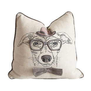 清仓鹿狗马头海洋动物绣花沙发棉麻装饰方抱枕靠垫靠枕腰枕方枕套