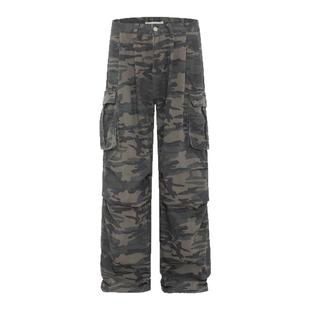 INKNOTS宽松廓形迷彩美式复古工装裤男女休闲潮牌cargo直筒裤子