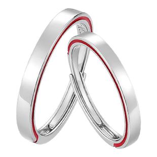 I Do&Co.一线牵情侣对戒S999纯银红线戒指本命年一对礼物送男女友