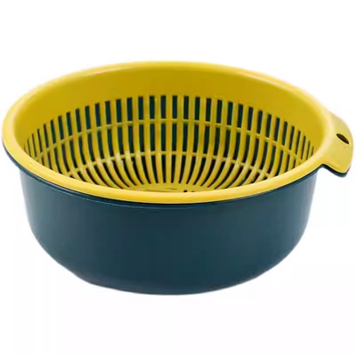 厨房双层洗菜盆碗筷沥水篮多功能塑料圆形洗菜盆家用洗菜篮水果