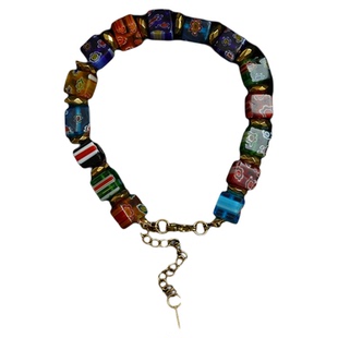 Vintage古着Rainbow colored square elastic bracelet复古手链