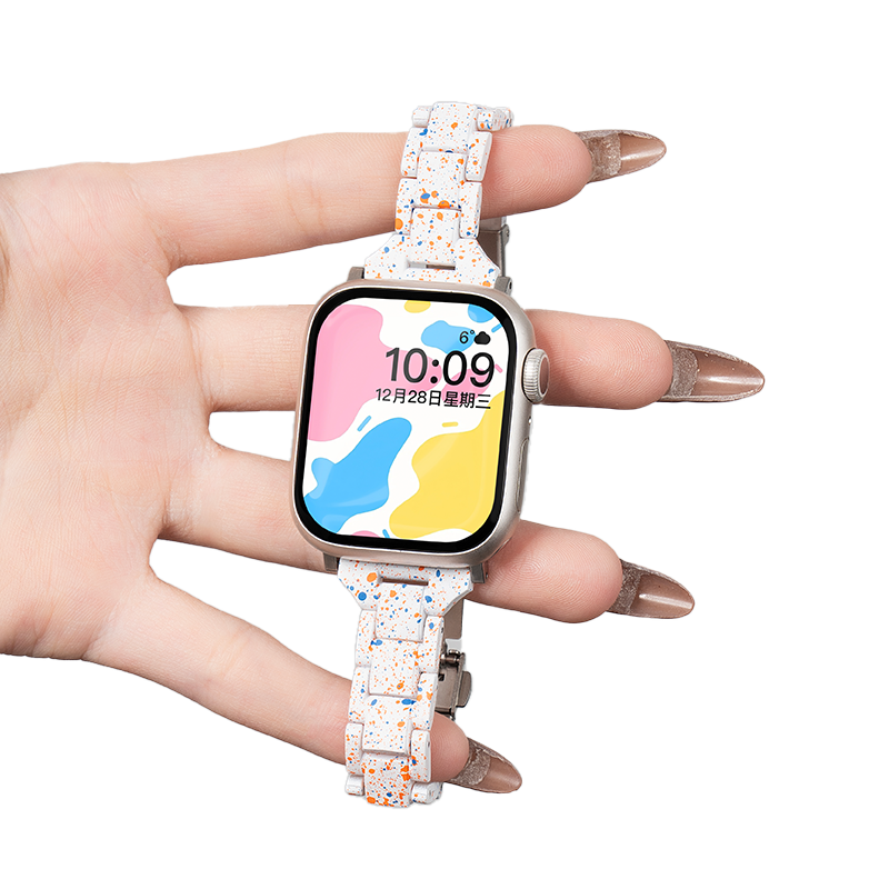 匠戴适用iwatch蛮腰泼墨树脂表带