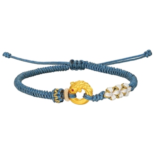 潮宏基考神系列黄金手链串珠足金转运珠5D硬金平安扣礼物